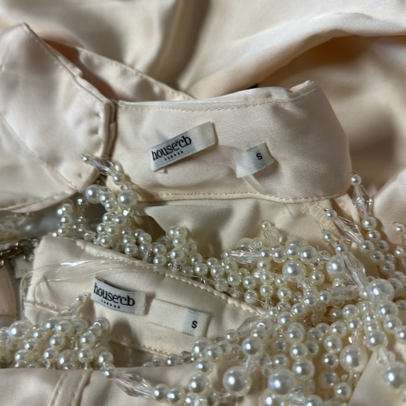 HOUSE OF CB 'Aubrie' Vintage Cream Embellished Satin Corset With Sleeve NWOT S - Picture 7 of 14